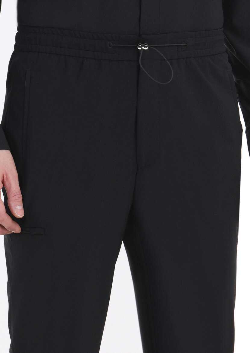 Black Knitting Jogging Fit Sport Trousers - 3