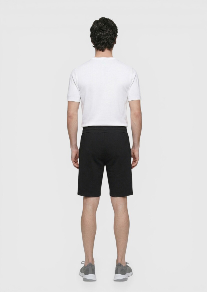 Black Knitting Regular Fit Casual Bermuda - 5