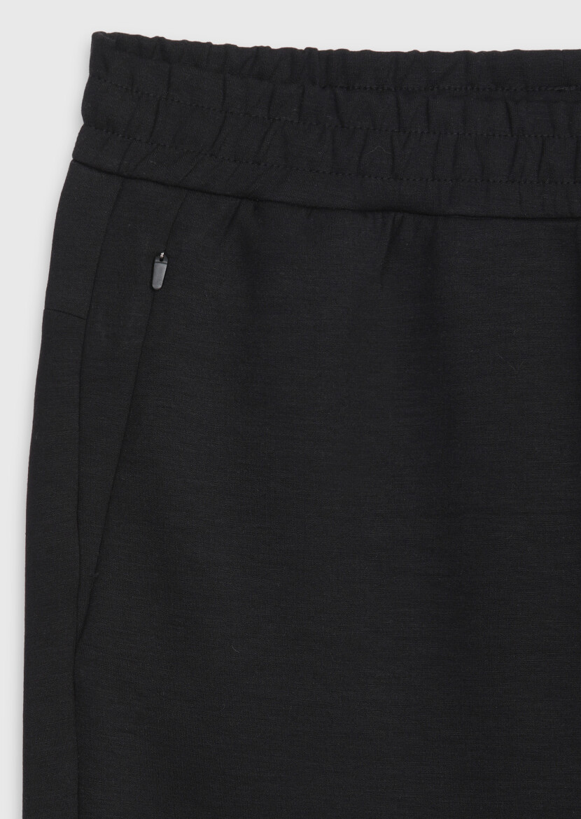 Black Knitting Regular Fit Casual Bermuda - 7