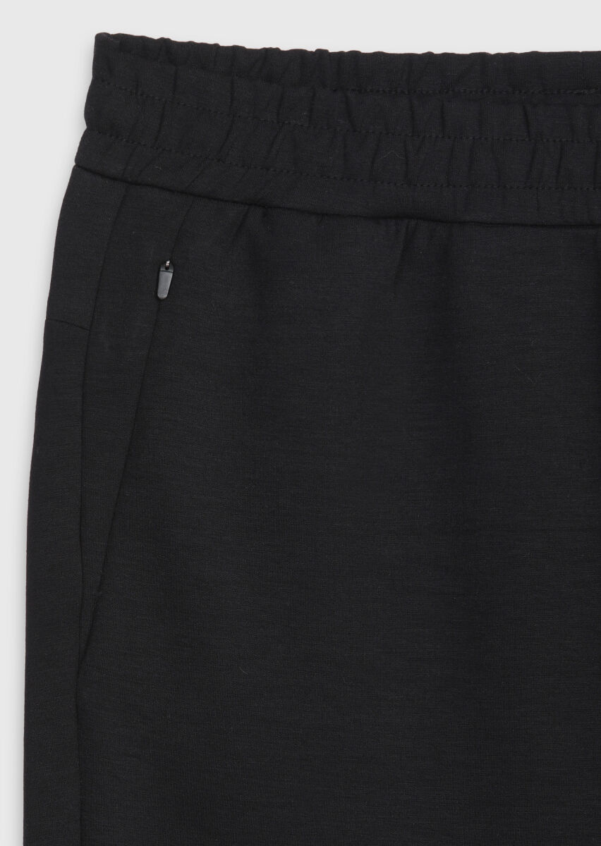 Black Knitting Regular Fit Casual Bermuda - 7