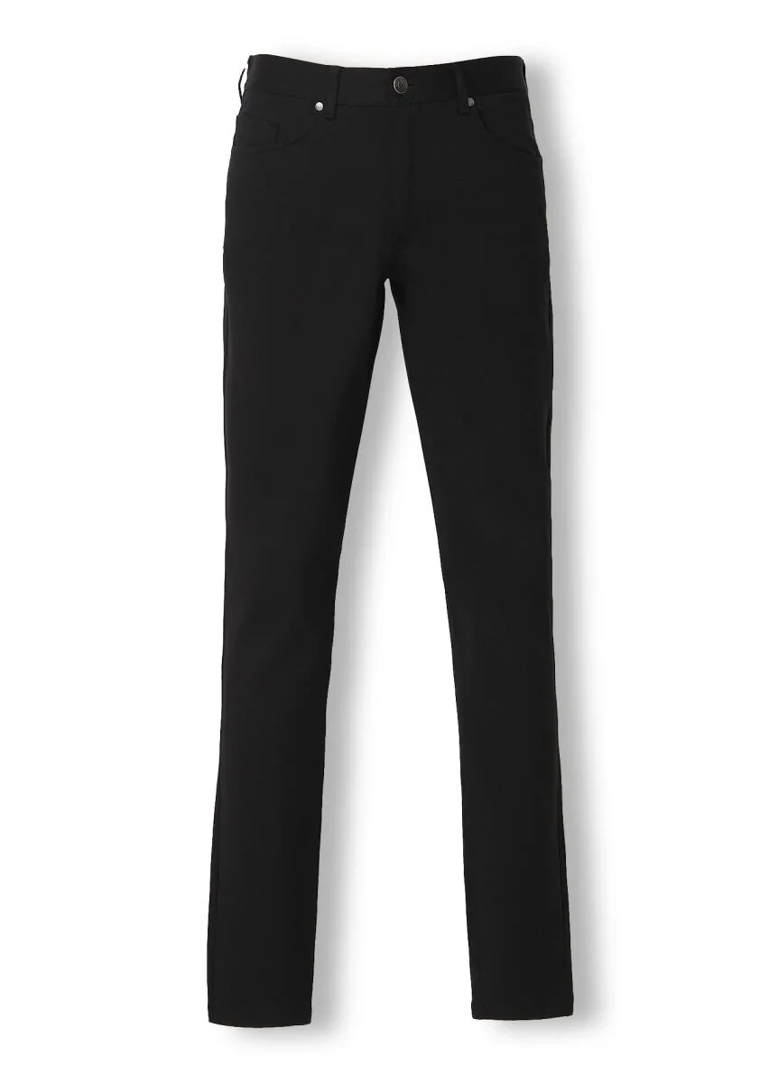 Black Knitting Slim Fit Casual Trousers - 6