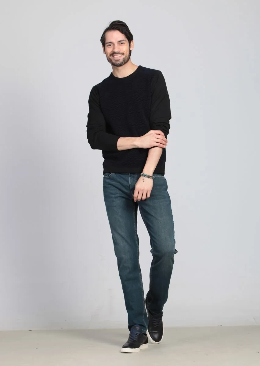 Black Knitwear Sweatshirt - 1