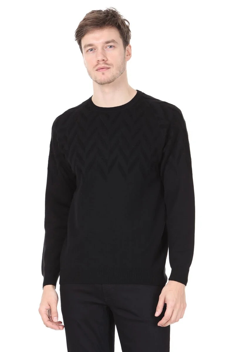 Black Knitwear Sweatshirt - 1