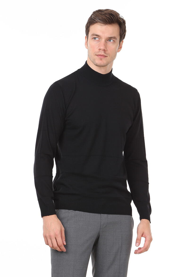 Black Knitwear Sweatshirt - 1