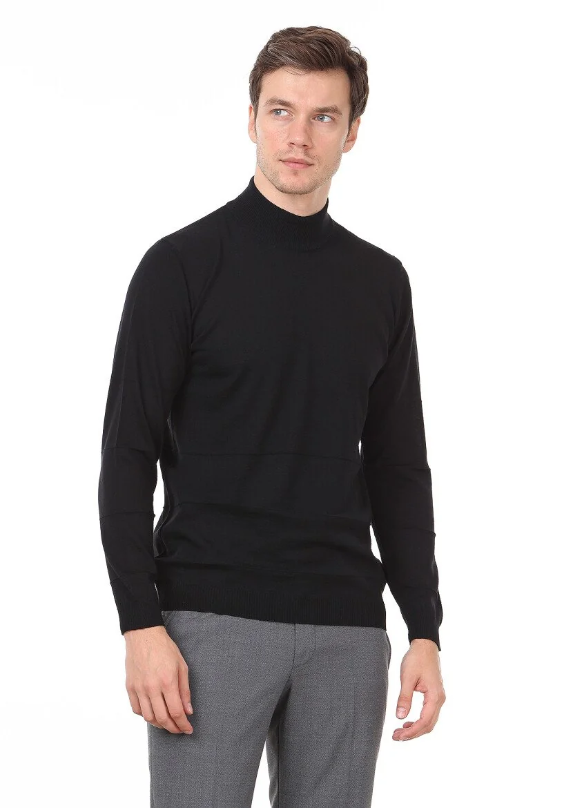Black Knitwear Sweatshirt - 1