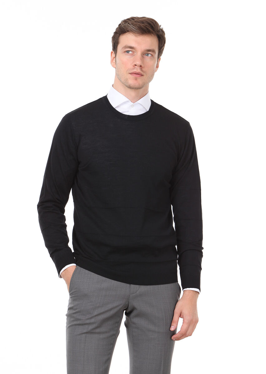 Black Knitwear Sweatshirt - 1