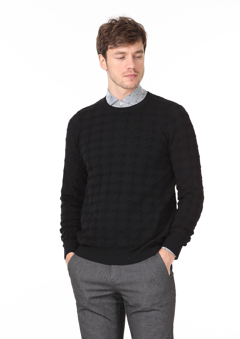 Black Knitwear Sweatshirt - 1