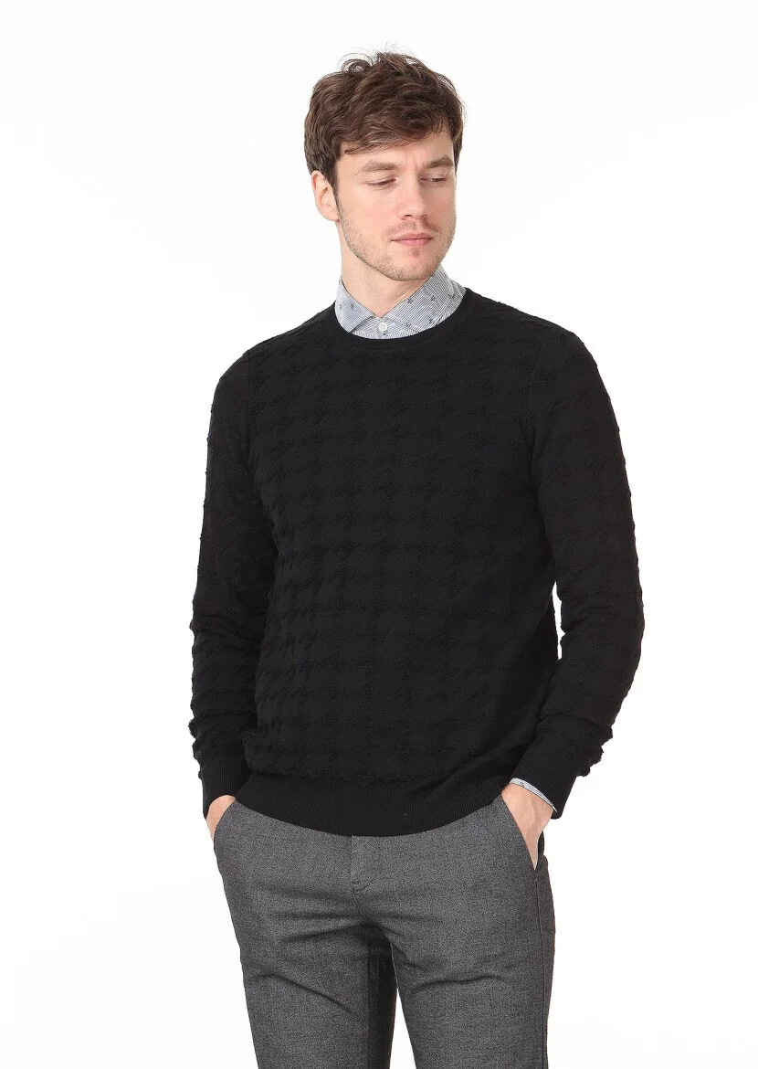 Black Knitwear Sweatshirt - 1
