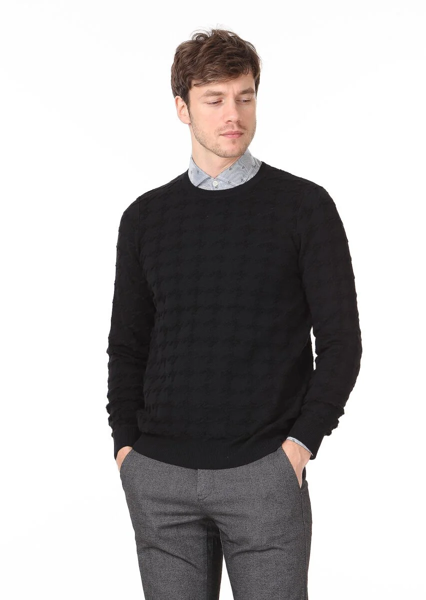 Black Knitwear Sweatshirt - 1
