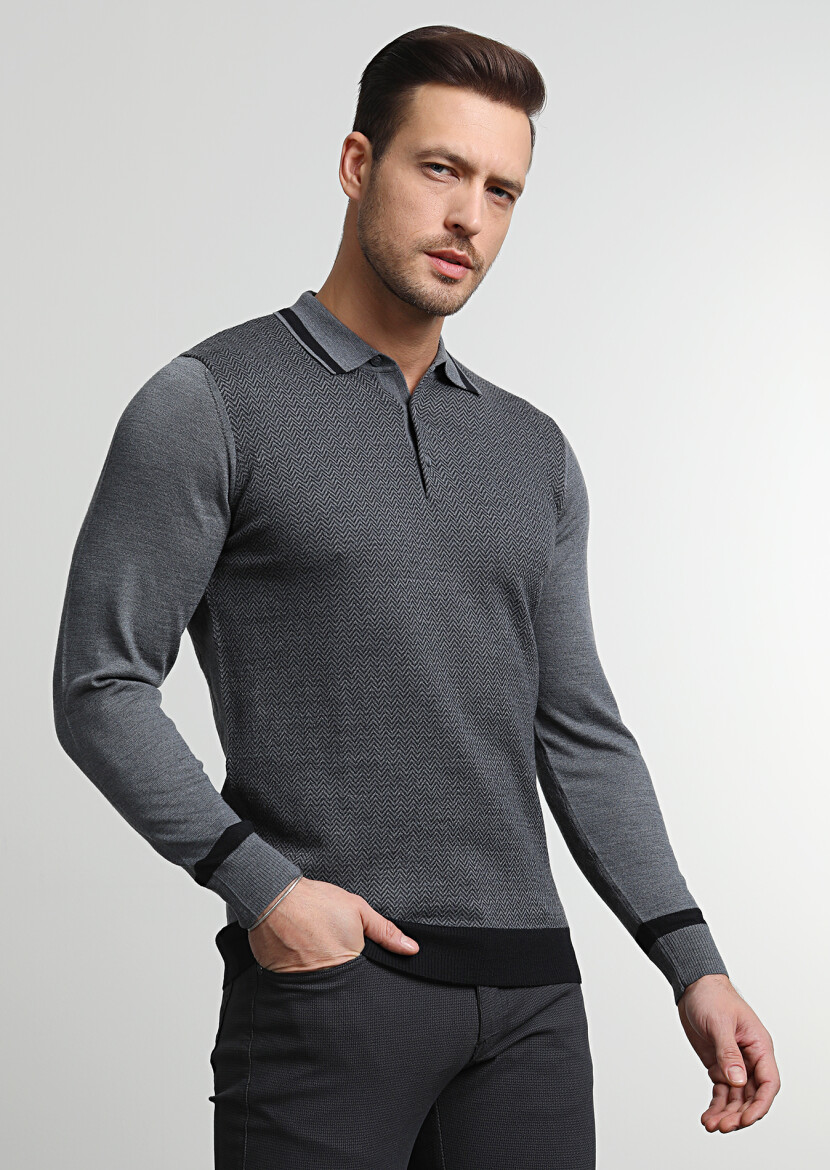 Black Knitwear Sweatshirt - 1