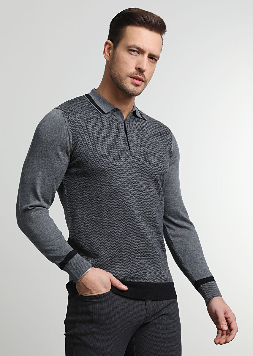 Black Knitwear Sweatshirt - 1