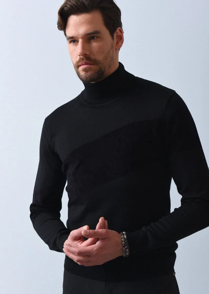 Black Knitwear Sweatshirt - 1