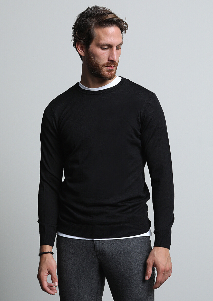 Black Knitwear Sweatshirt - 1
