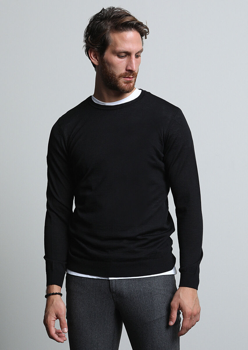 Black Knitwear Sweatshirt - 1