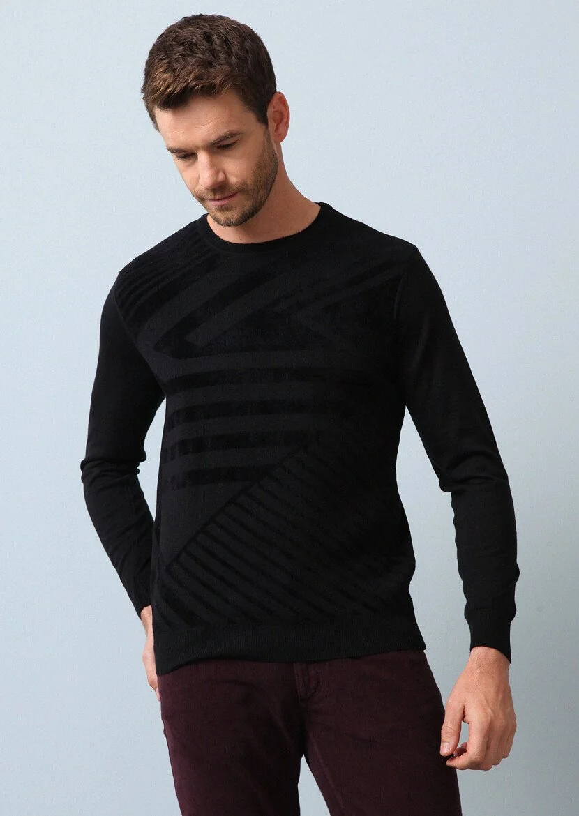 Black Knitwear Sweatshirt - 1