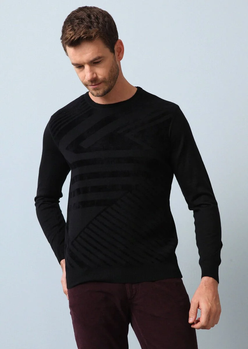 Black Knitwear Sweatshirt - 1