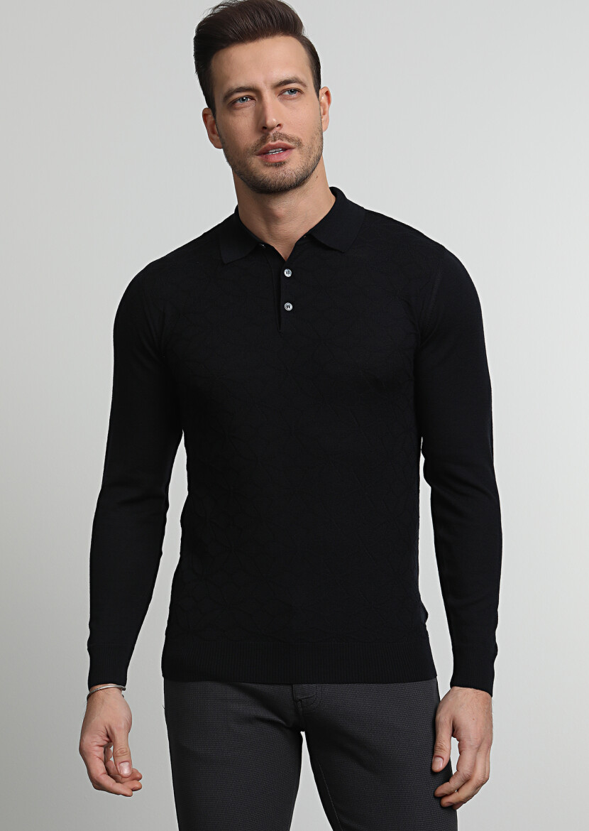Black Knitwear Sweatshirt - 1