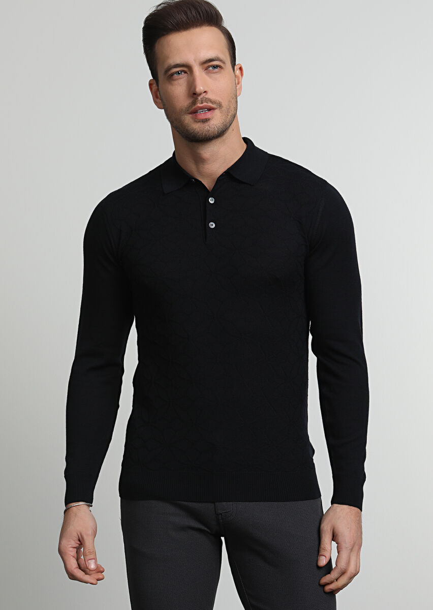 Black Knitwear Sweatshirt - 1
