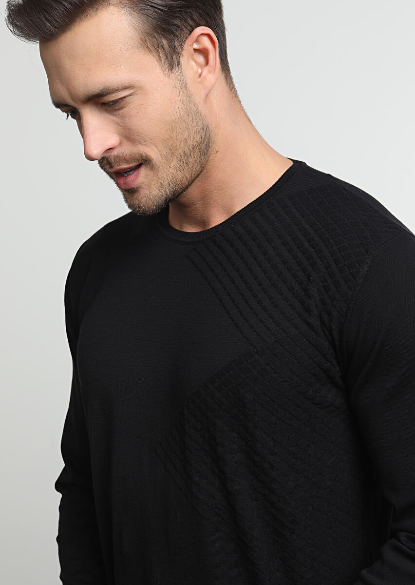 Black Knitwear Sweatshirt - 1