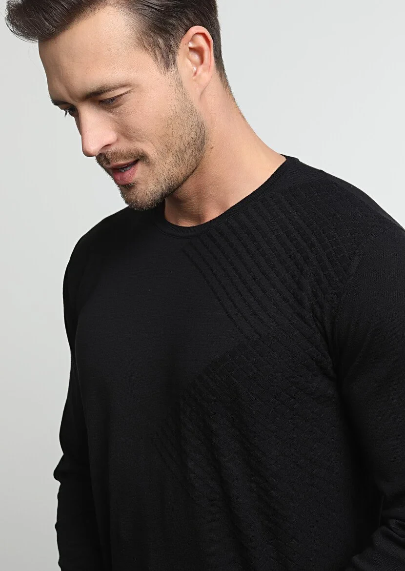 Black Knitwear Sweatshirt - 1