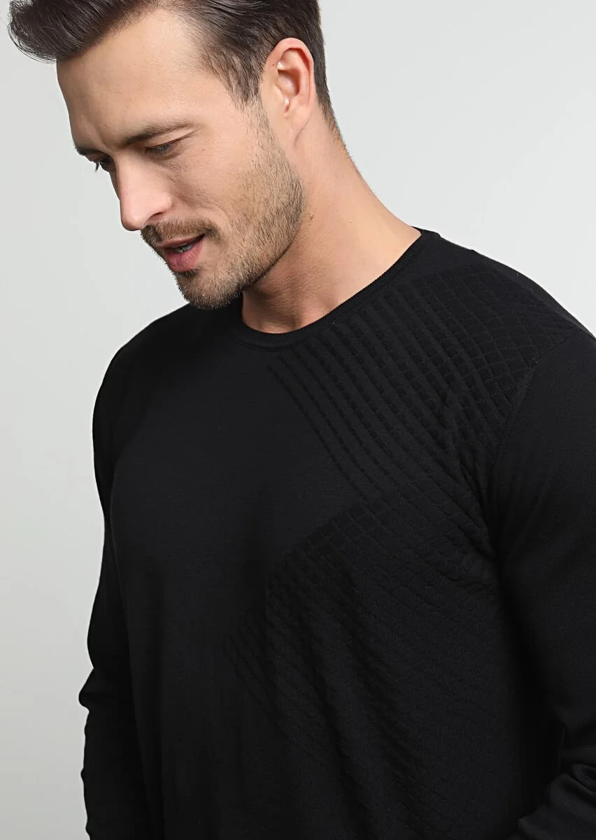 Black Knitwear Sweatshirt - 1