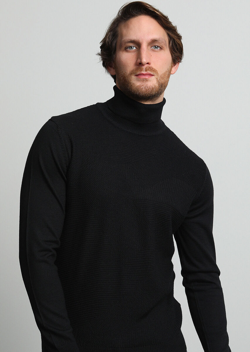 Black Knitwear Sweatshirt - 1