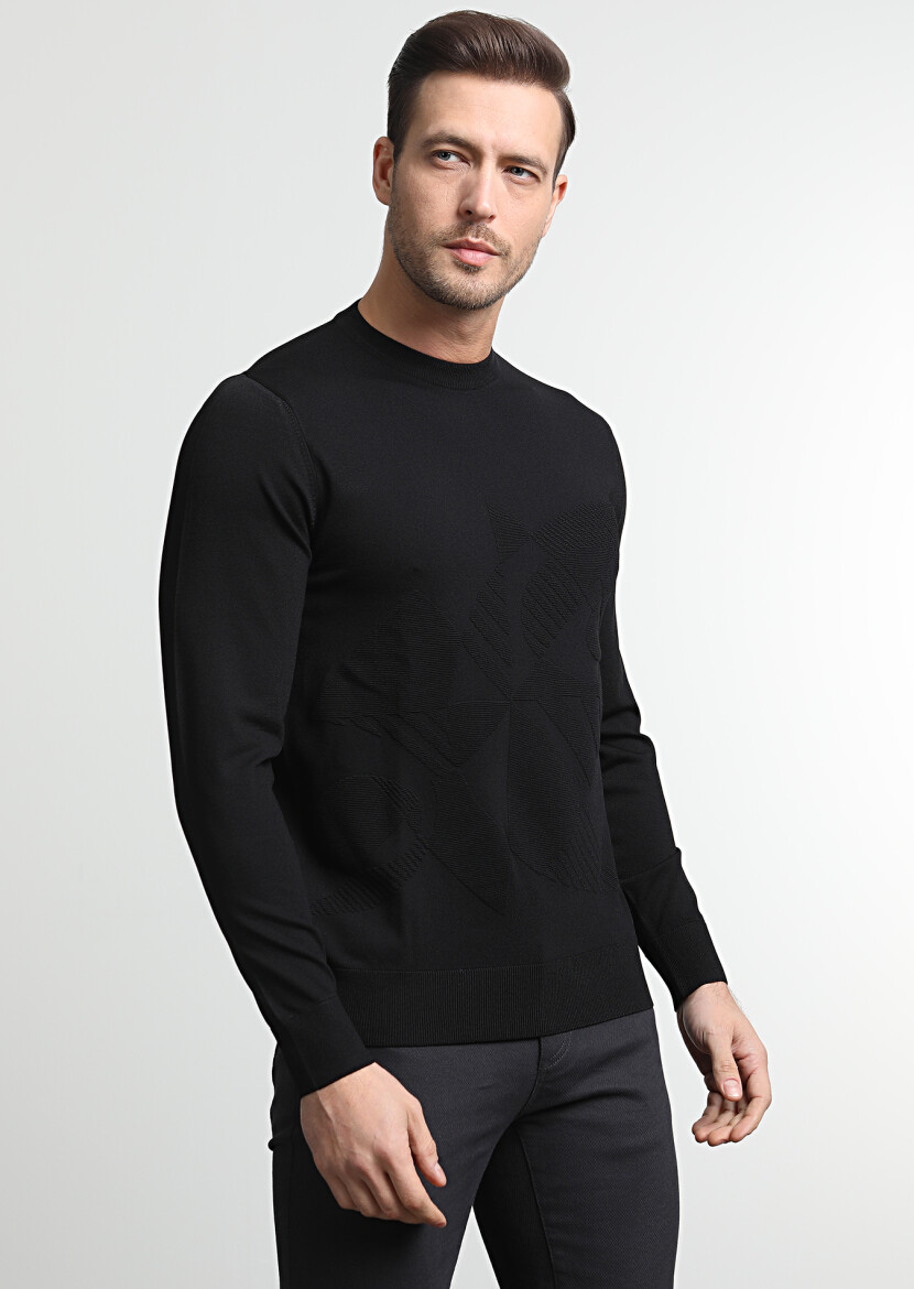 Black Knitwear Sweatshirt - 1
