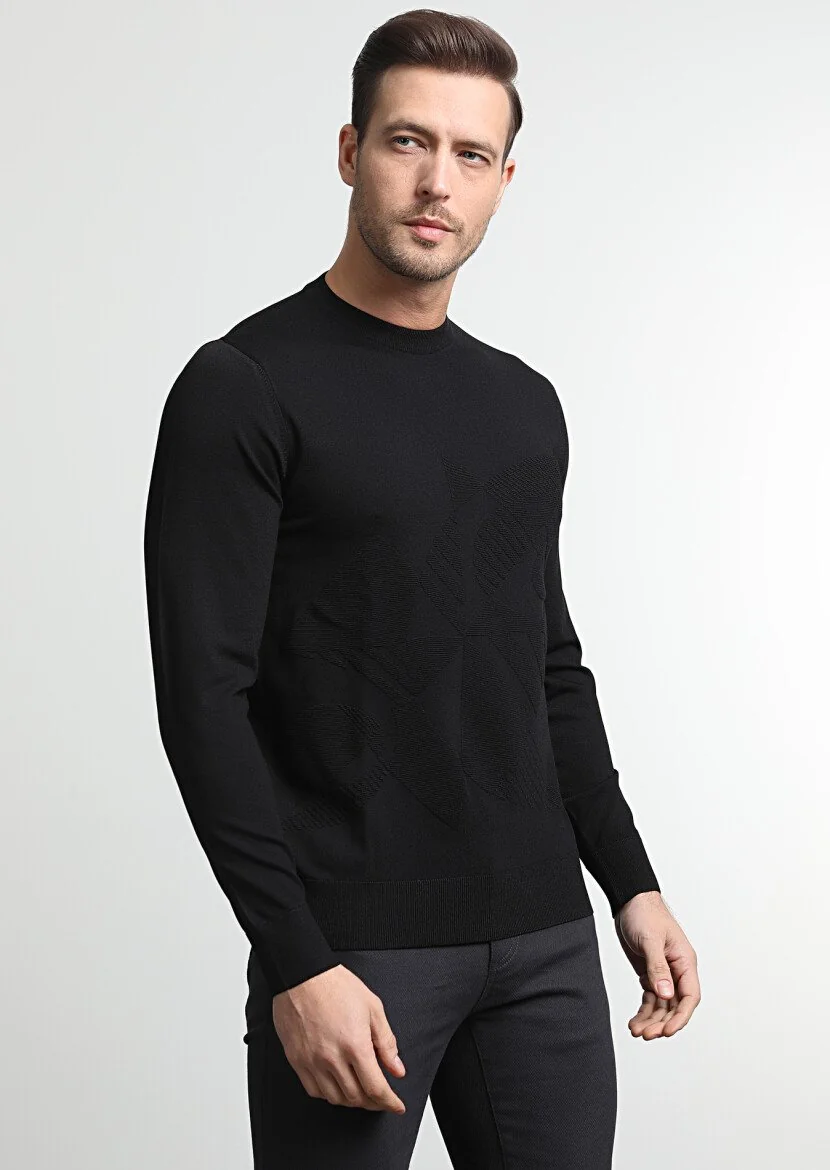 Black Knitwear Sweatshirt - 1