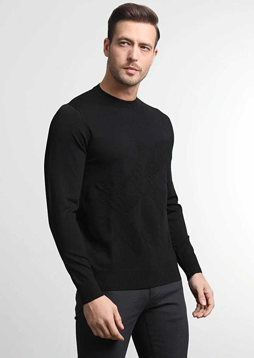 Black Knitwear Sweatshirt - 1