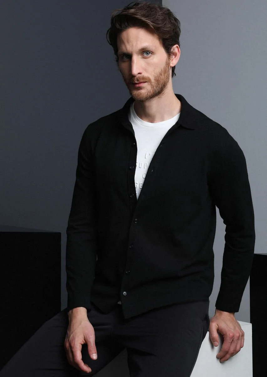 Black Knitwear Sweatshirt - 1