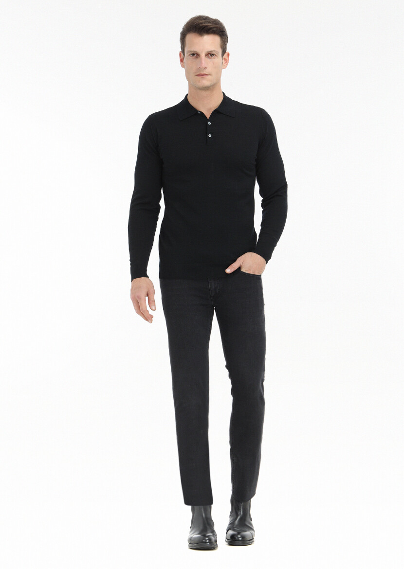 Black Knitwear Sweatshirt - 1