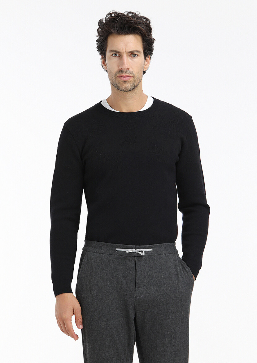 Black Knitwear Sweatshirt 