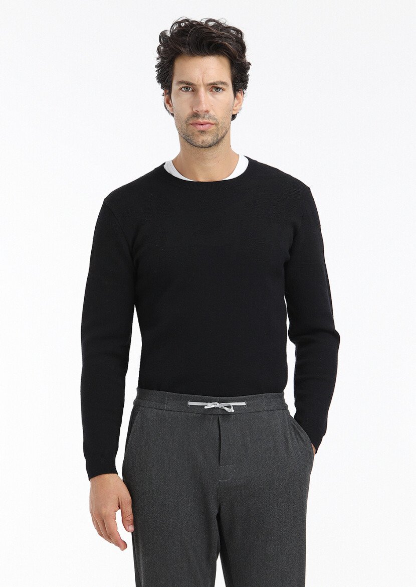 Black Knitwear Sweatshirt 