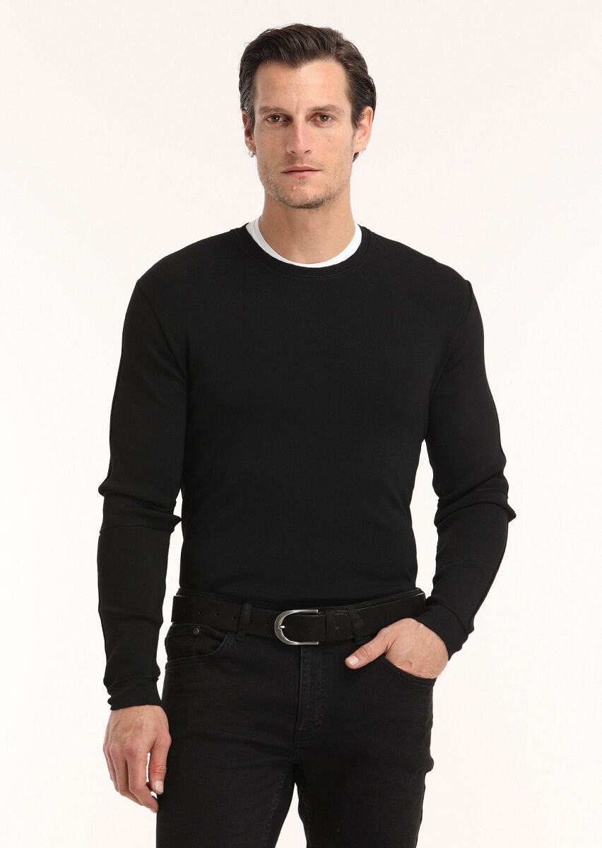 Black Knitwear Sweatshirt - 2