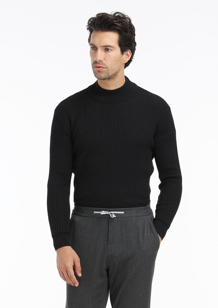 Black Knitwear Sweatshirt - 4