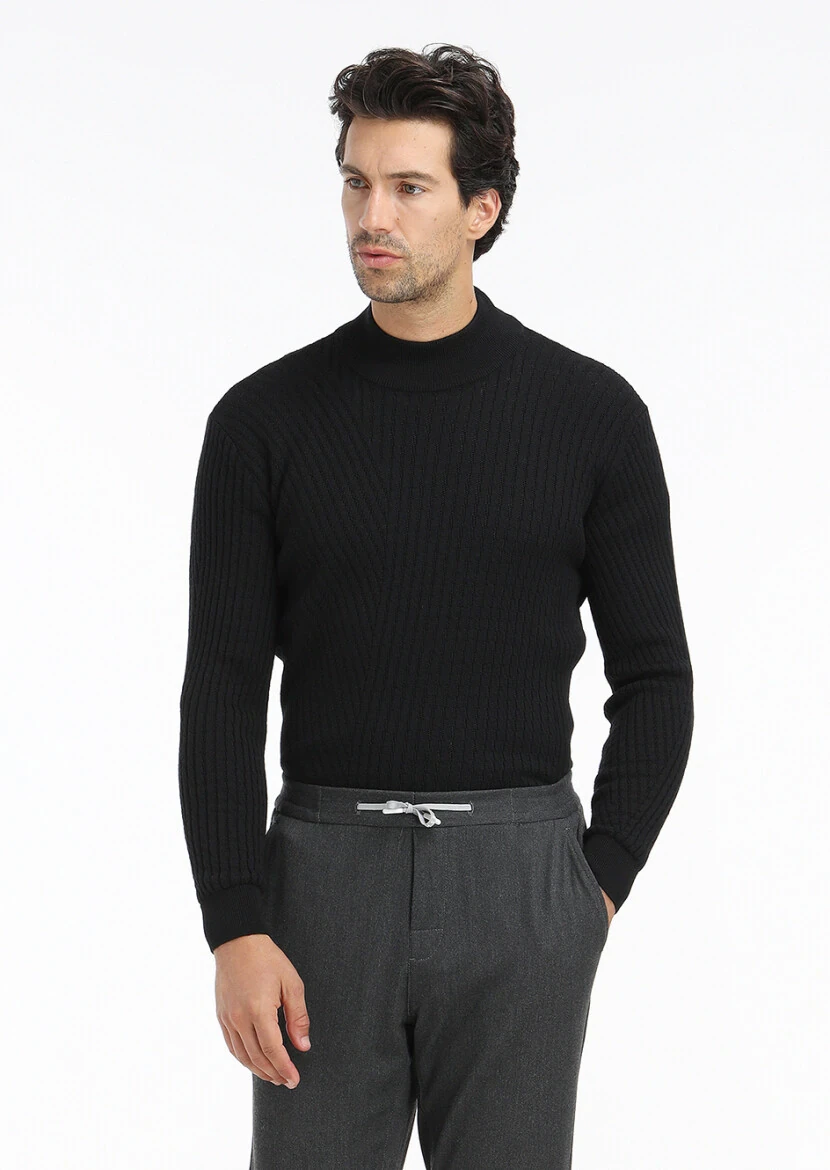 Black Knitwear Sweatshirt - 4