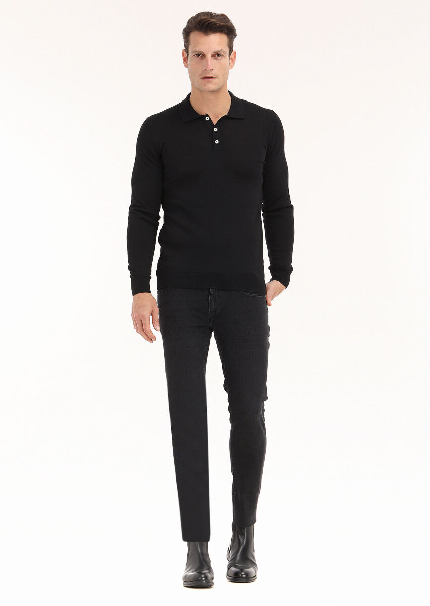 Black Knitwear Sweatshirt - 1