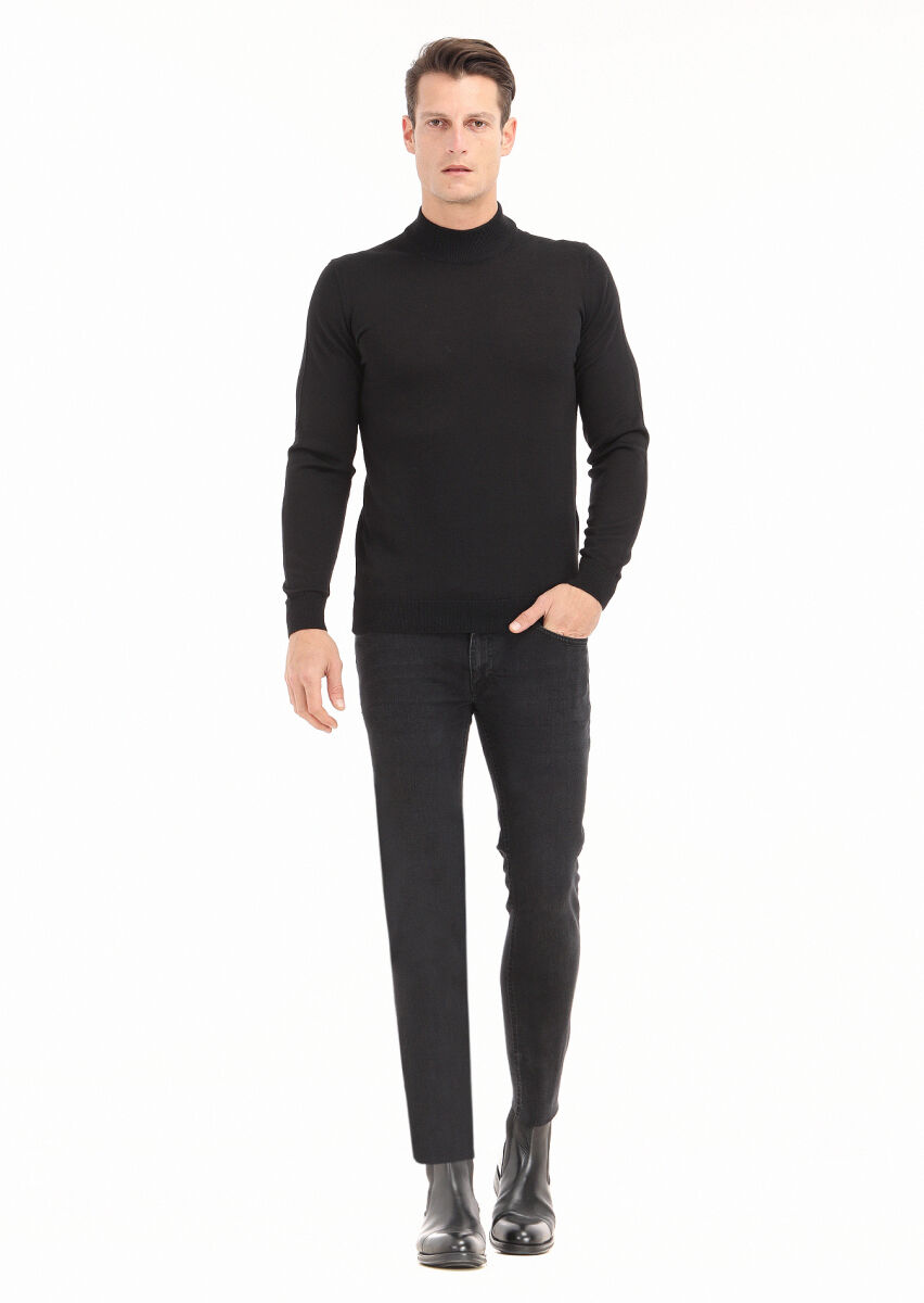 Black Knitwear Sweatshirt - 1
