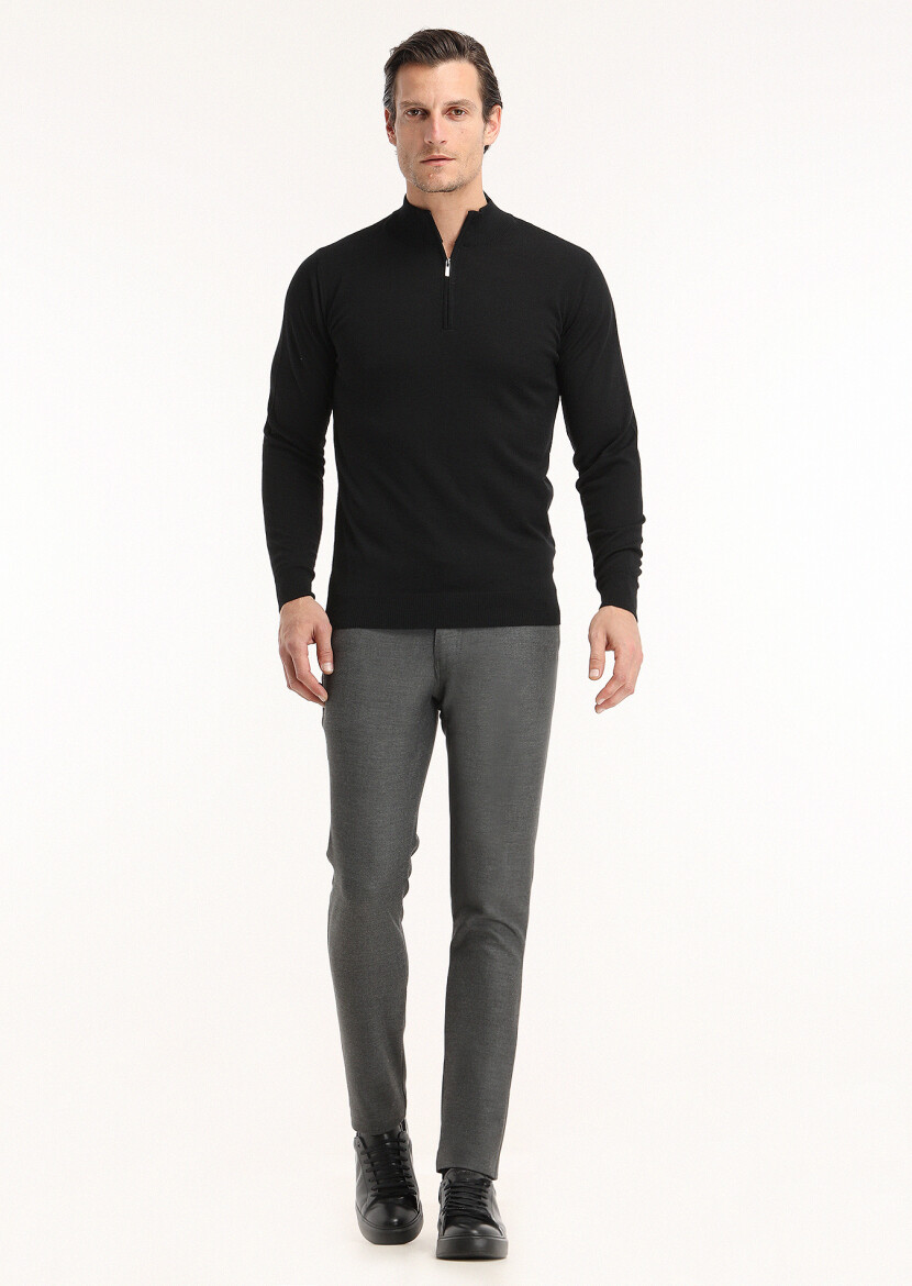 Black Knitwear Sweatshirt - 1