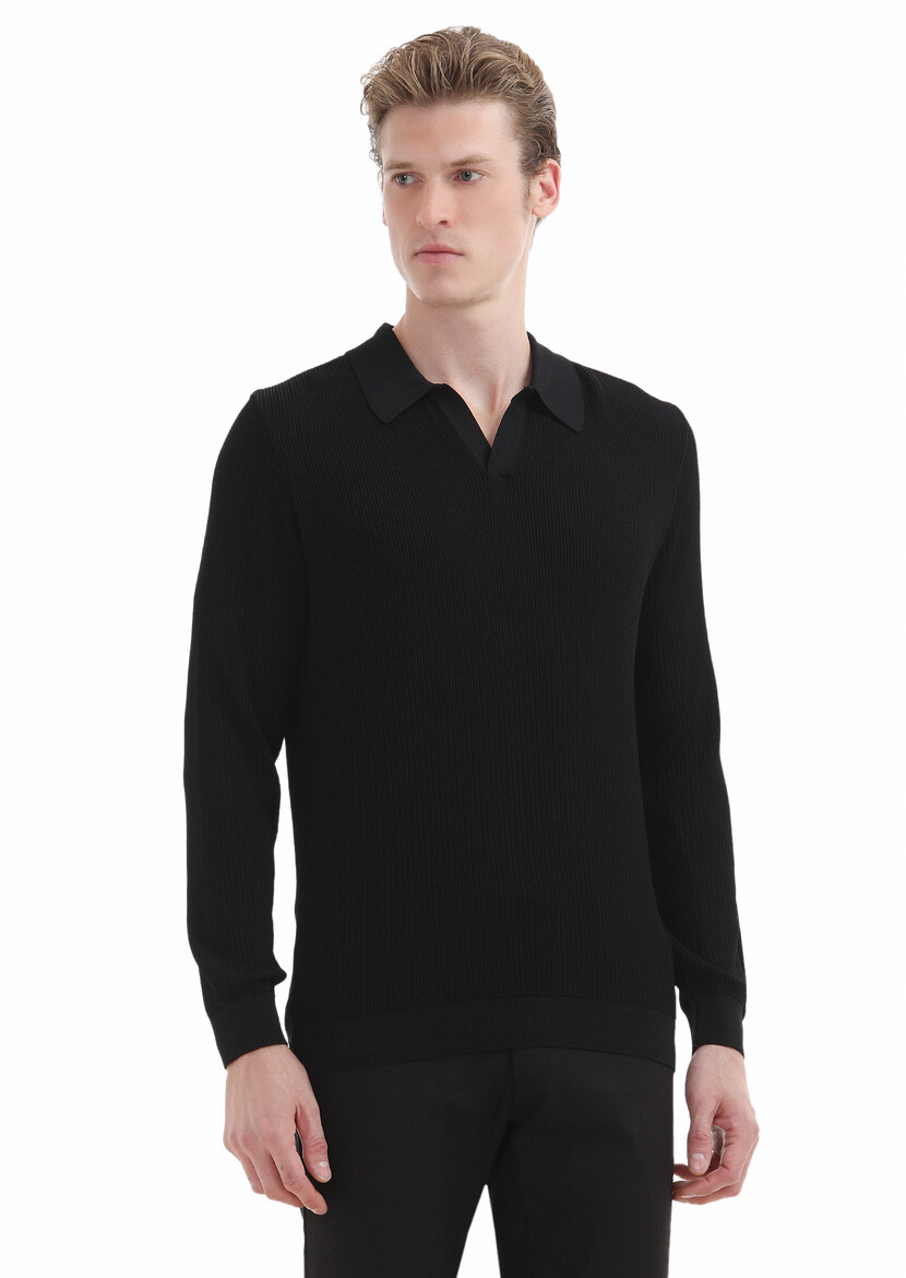 Black Knitwear Sweatshirt 