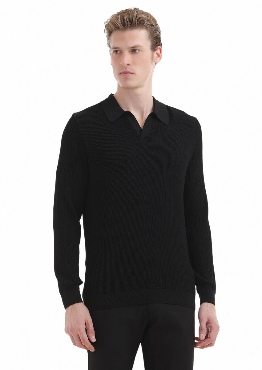 Black Knitwear Sweatshirt - 1