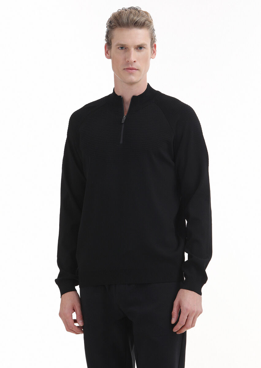 Black Knitwear Sweatshirt - 1