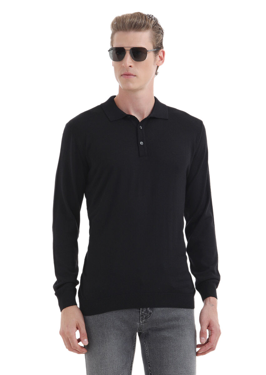 Black Knitwear Sweatshirt - 1