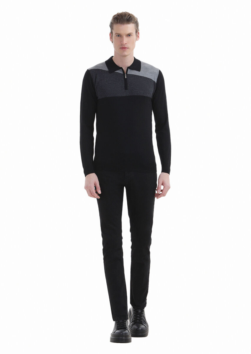 Black Knitwear Sweatshirt - 1