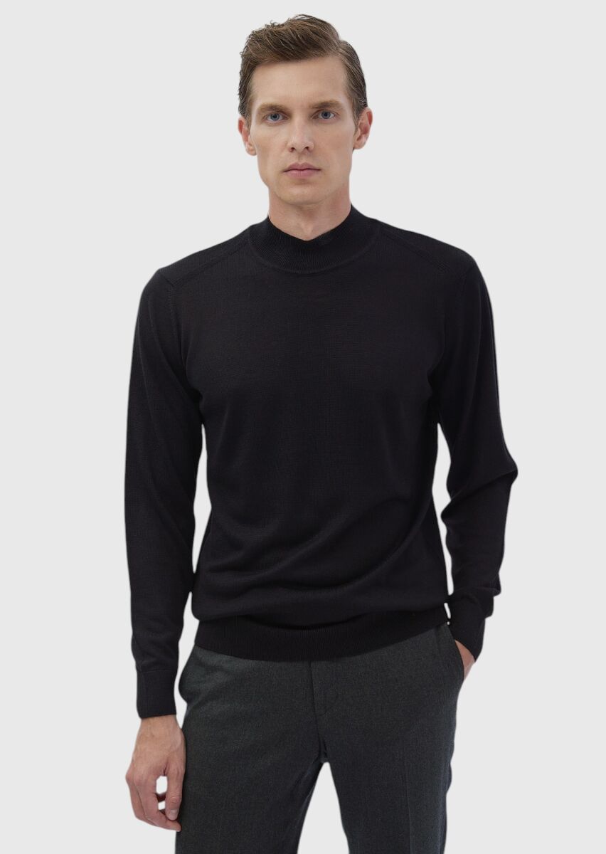 Black Knitwear Sweatshirt - 1