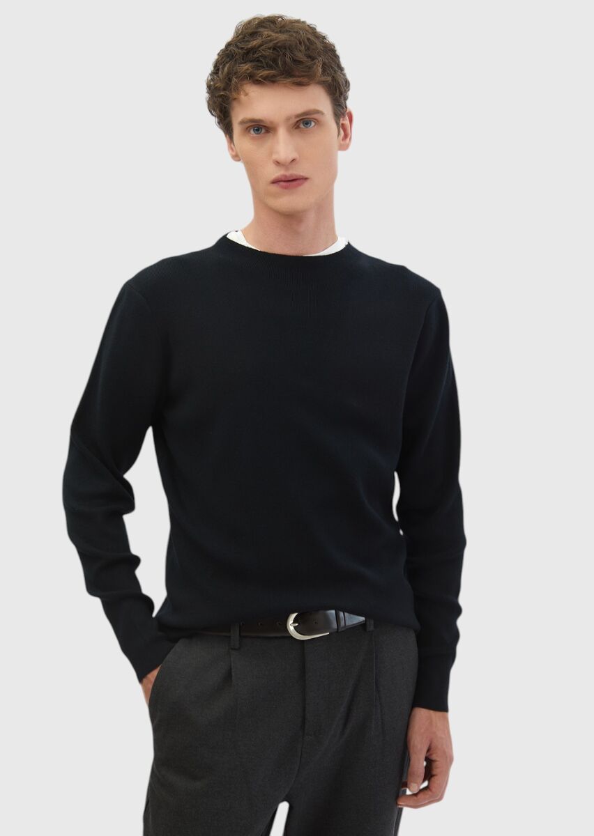 Black Knitwear Sweatshirt - 1