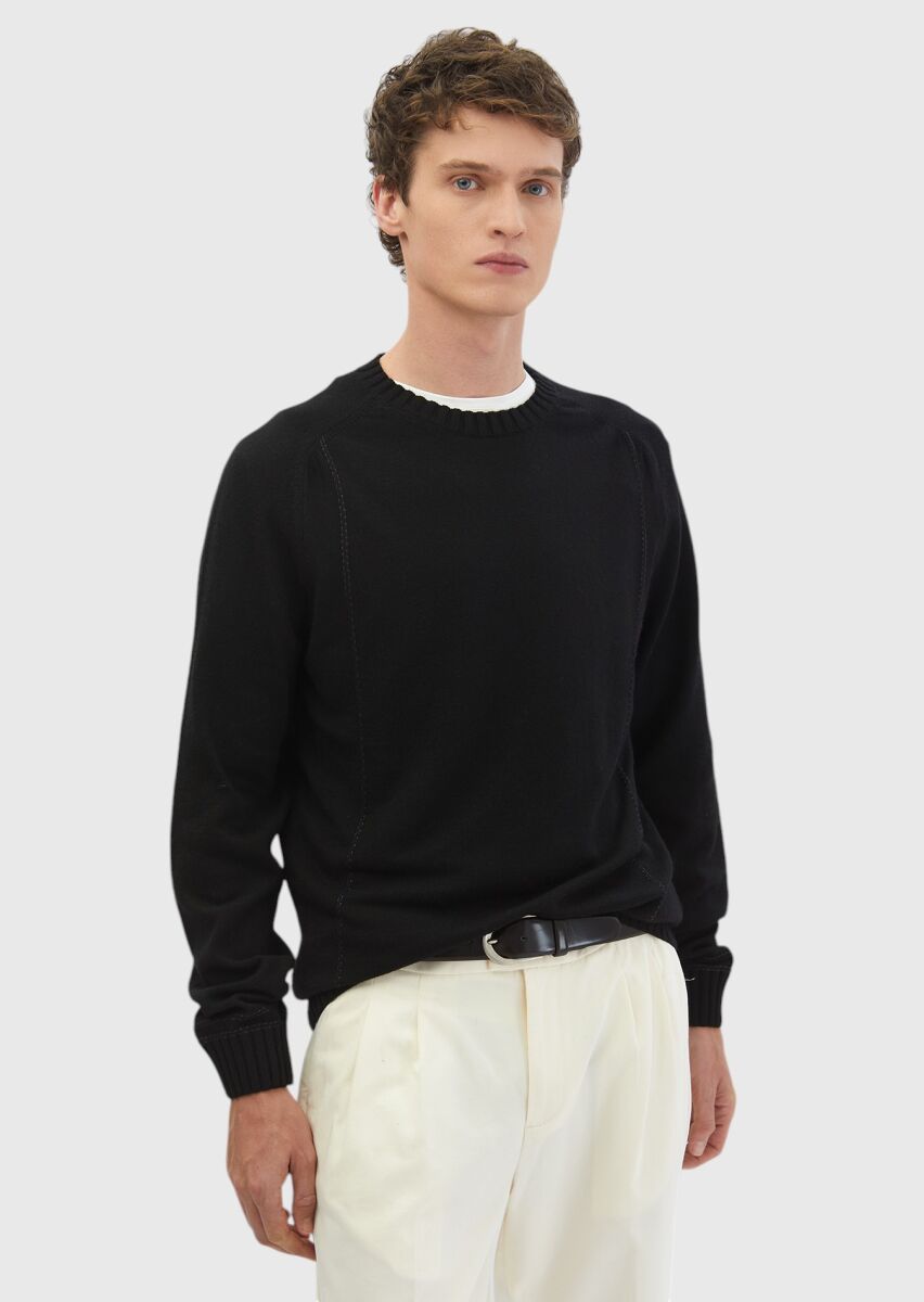 Black Knitwear Sweatshirt - 1