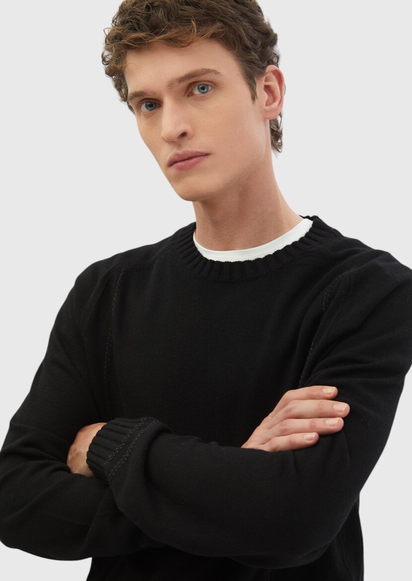 Black Knitwear Sweatshirt - 4