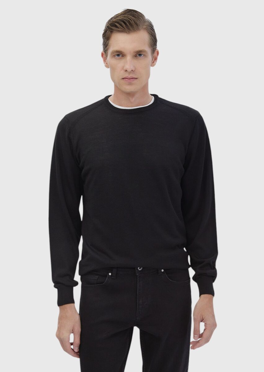 Black Knitwear Sweatshirt - 1