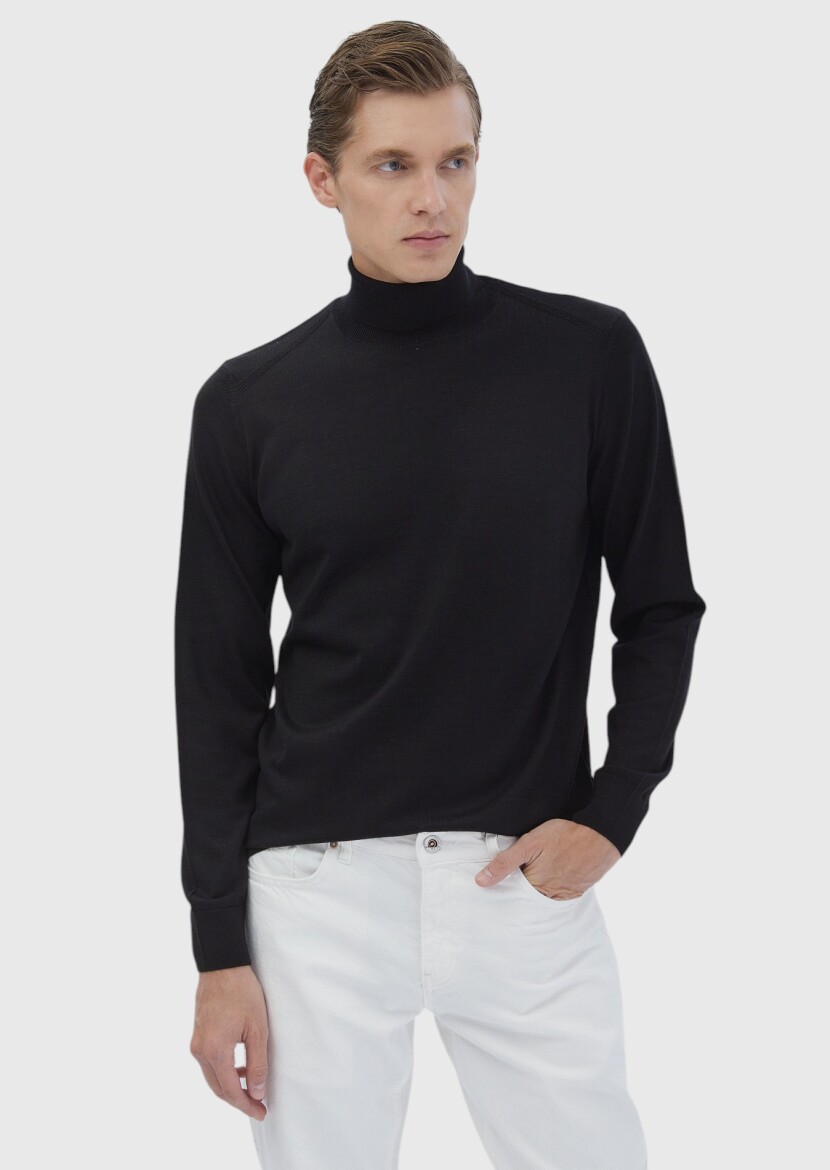 Black Knitwear Sweatshirt - 1